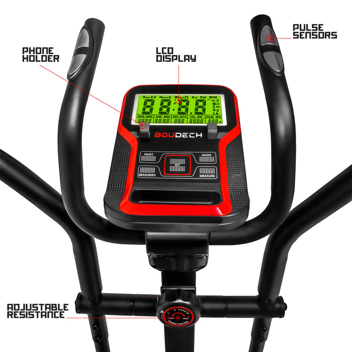 TURBO 9000 - Bici ellittica a resistenza magnetica con volano da 9kg cyclette ellittica cross trainer con display LCD e cardiofrequenzimetro incorporato.