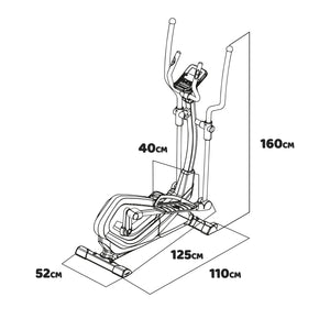 TURBO 9000 - Bici ellittica a resistenza magnetica con volano da 9kg cyclette ellittica cross trainer con display LCD e cardiofrequenzimetro incorporato.
