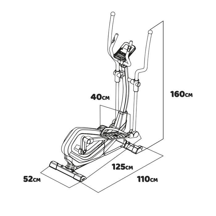 TURBO 9000 - Bici ellittica a resistenza magnetica con volano da 9kg cyclette ellittica cross trainer con display LCD e cardiofrequenzimetro incorporato.