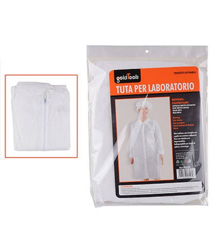 Tuta Monouso Da Laboratorio Protettiva Con Bottoni Polvere Agenti Chimici 90595         