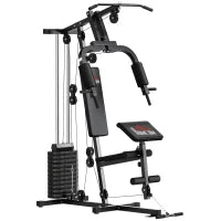 Stazione Fitness con Seduta e Schienale Imbottiti, in Acciaio e PU, 135x103x210 cm, Nero