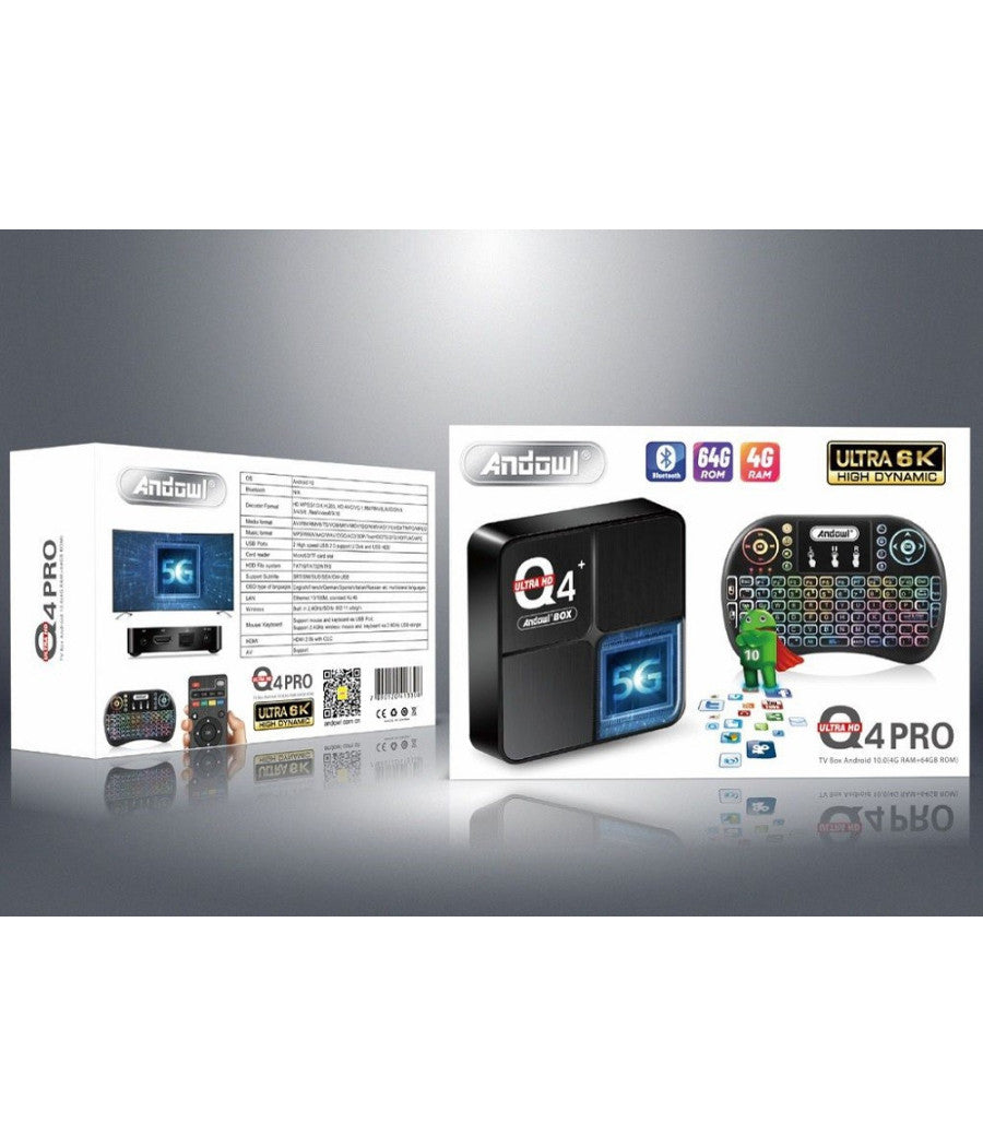 Tv Box Hdmi Bluetooth 4gb Ram 64gb Rom 6k Ultra Hd Trasforma Tv Android Tv Q4pro         