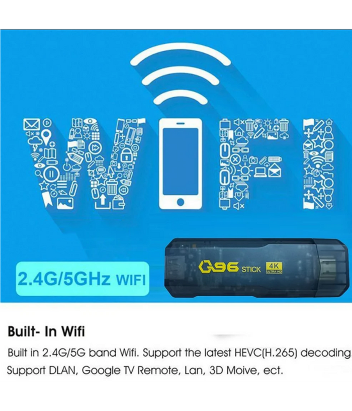 Tv Stick 4k Ultra Hd Con Telecomando Lettore Multimediale 16gb+256gb Androidtv         