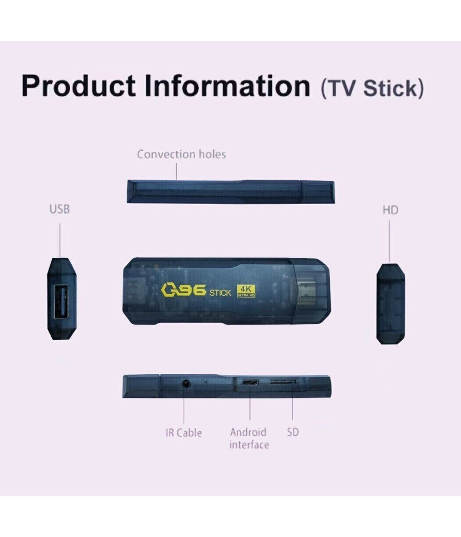 Tv Stick 4k Ultra Hd Con Telecomando Lettore Multimediale 16gb+256gb Androidtv         