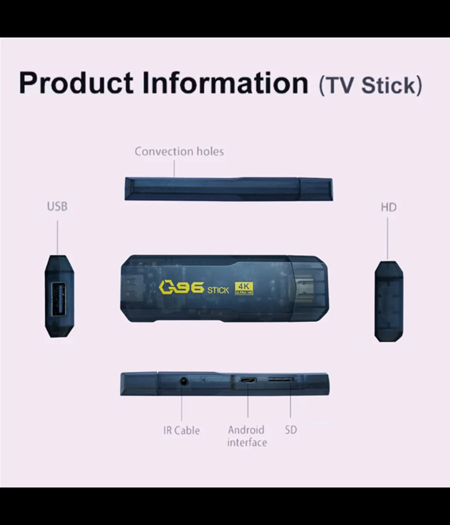 Tv Stick 4k Ultra Hd Con Telecomando Lettore Multimediale 16gb+256gb Androidtv         