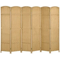 Separatore di ambienti 6 pezzi, Schermo Protettivo Pieghevole, Divisorio per Soggiorno, Camera da Letto, Ufficio a Casa, Legno Naturale