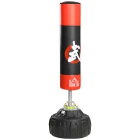 Sacco da Boxe da Terra Adulti, 180 cm Sacco Boxe da Terra con 10 Ventose, Sacchi da Kickboxing per Muay Thai MMA Allenamento Fitness, per Casa Palestra Home Gym, Nero e Rosso