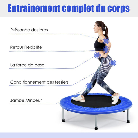 Trampolino pieghevole ø95,5 x 21,5 cm per uso interno ed esterno con elevata sicurezza e facile montaggio in PVC blu 20_0014490