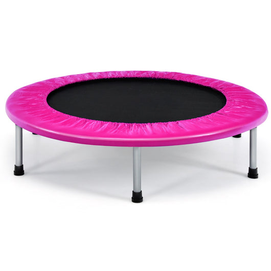 Trampolino pieghevole per bambini con carico massimo 150kg, Mini trampolino portatile per interno Rosa-Trampolini
