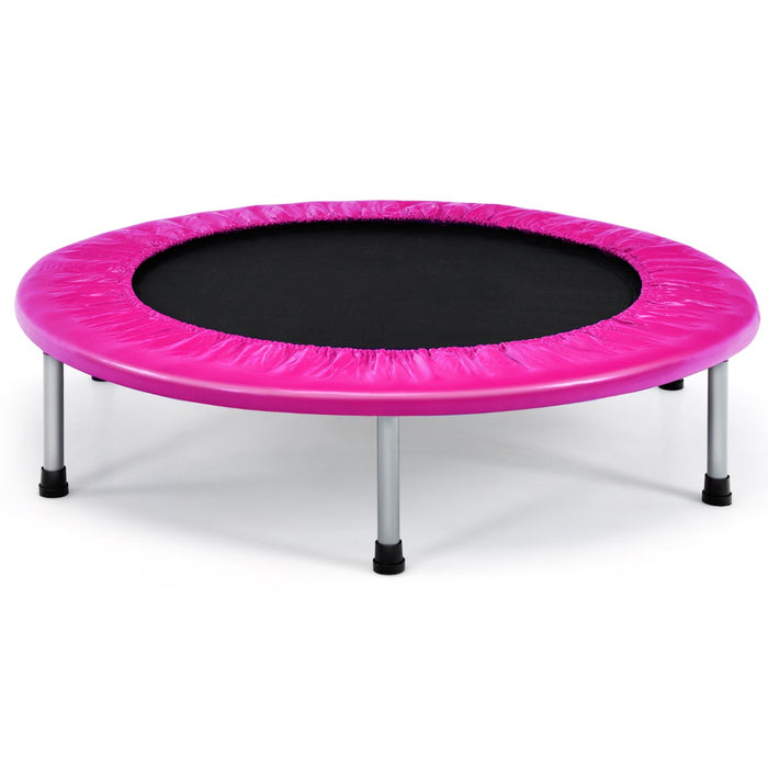 Trampolino pieghevole per bambini con carico massimo 150kg, Mini trampolino portatile per interno Rosa-Trampolini