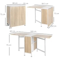 Tavolo Multiuso Design Pieghevole con 4 Scompartimenti 169 × 60 × 75cm