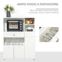 Mobile Cucina per Microonde con Armadietti, Mensole e Cassetto, Credenza Moderna in Legno 90x40x120cm Bianco
