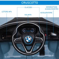 Macchina Elettrica per Bambini 3-8 anni Licenza BMW I8 Coupé con Telecomando e 2 Porte, 115x72.5x46 cm, Blu