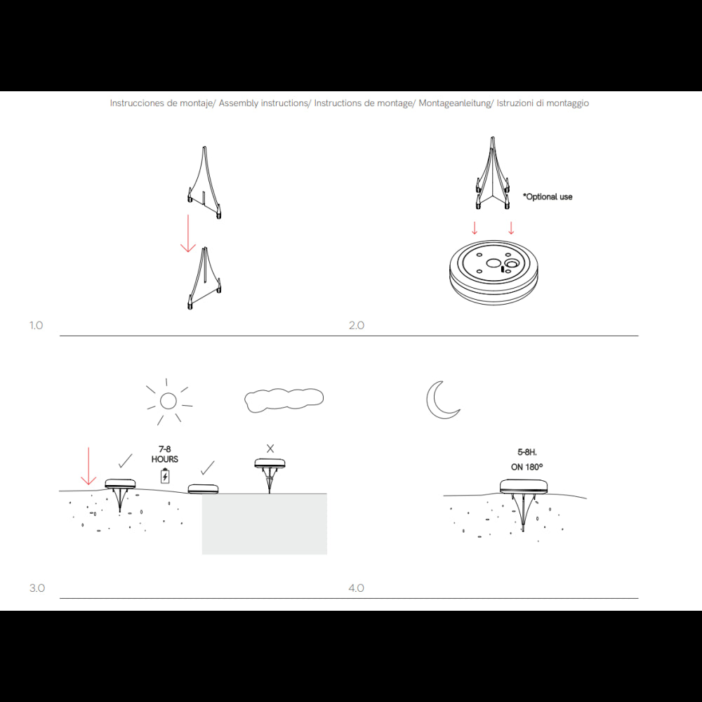 Twist - Lampada Solare da Esterno 1W Luce LED con picchetto 2700K/RGB, IP54, Angolo 180°, Classe III, ABS Nero - Beneito Faure