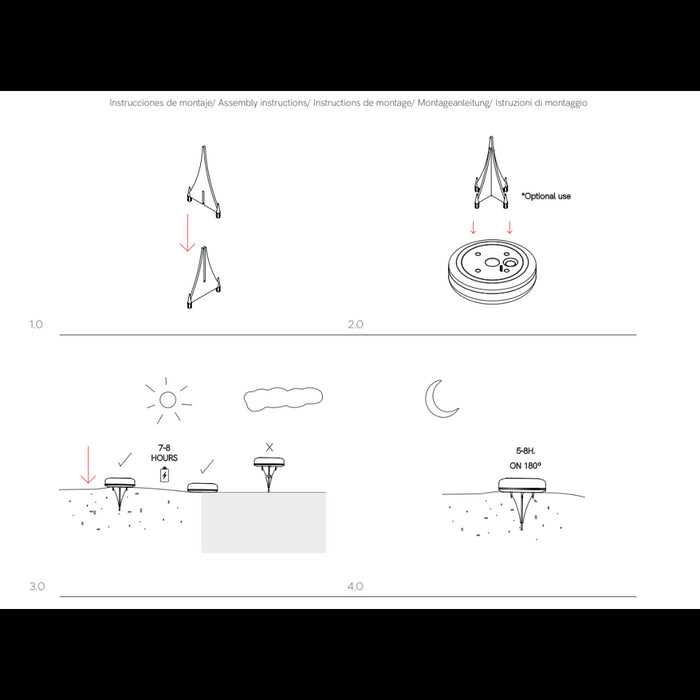 Twist - Lampada Solare da Esterno 1W Luce LED con picchetto 2700K/RGB, IP54, Angolo 180°, Classe III, ABS Nero - Beneito Faure
