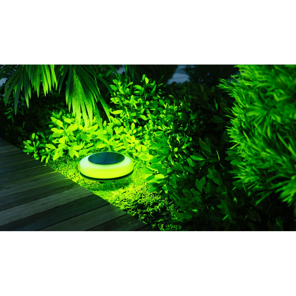 Twist - Lampada Solare da Esterno 1W Luce LED con picchetto 2700K/RGB, IP54, Angolo 180°, Classe III, ABS Nero - Beneito Faure