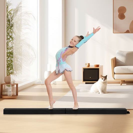 Trave di equilibrio pieghevole con copertura in suede rimovibile e fondo antiscivolo, Trave di ginnastica per bambini Nero-Tappetini ginnastica e yoga