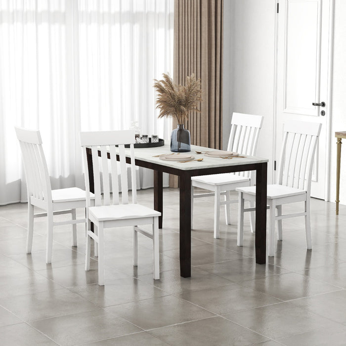 Sedie da pranzo senza braccioli con schienali alti a doghe, Sedie da sala da pranzo per soggiorno Bianco-Sedie da pranzo