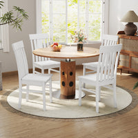 Sedie da pranzo senza braccioli con schienali alti a doghe, Sedie da sala da pranzo per soggiorno Bianco-Sedie da pranzo