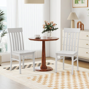 Sedie da pranzo senza braccioli con schienali alti a doghe, Sedie da sala da pranzo per soggiorno Bianco-Sedie da pranzo