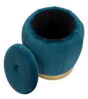 Pouf Contenitore Paris Ottanio/Gold cm Ø 43X43
