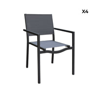 Sedia da giardino impilabile in alluminio, set di 4, antracite