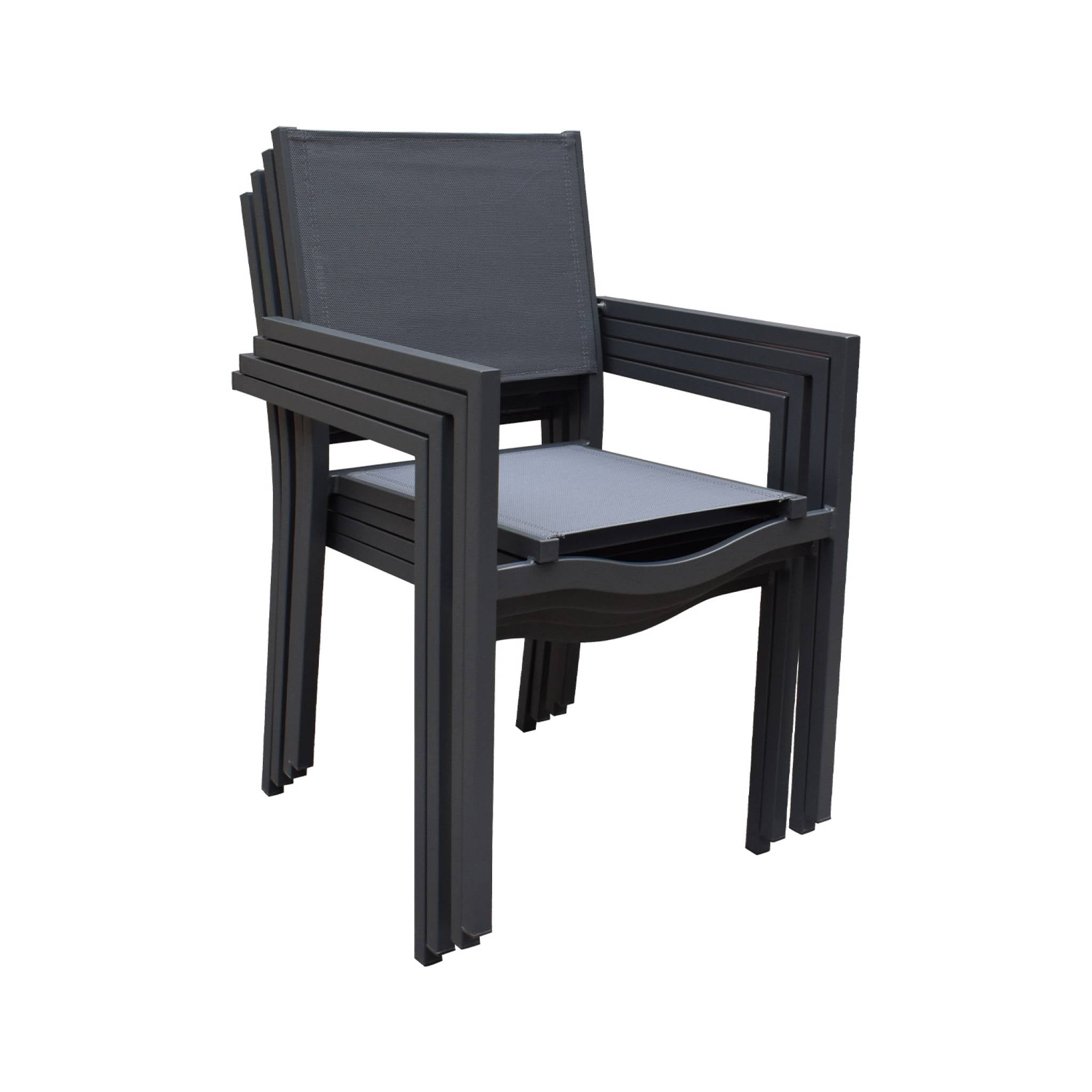 Sedia da giardino impilabile in alluminio, set di 4, antracite