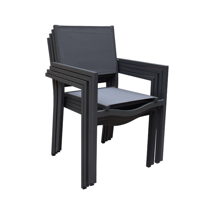 Sedia da giardino impilabile in alluminio, set di 4, antracite