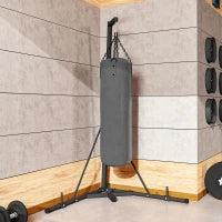 Supporto Sacco da Boxe Regolabile in Altezza e Autoportante con Base Triangolare, 170x90x182-225 cm, Nero