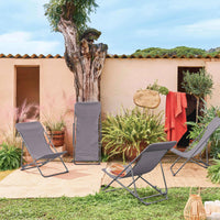 Set di 4 sedie a sdraio da giardino pieghevoli, antracite