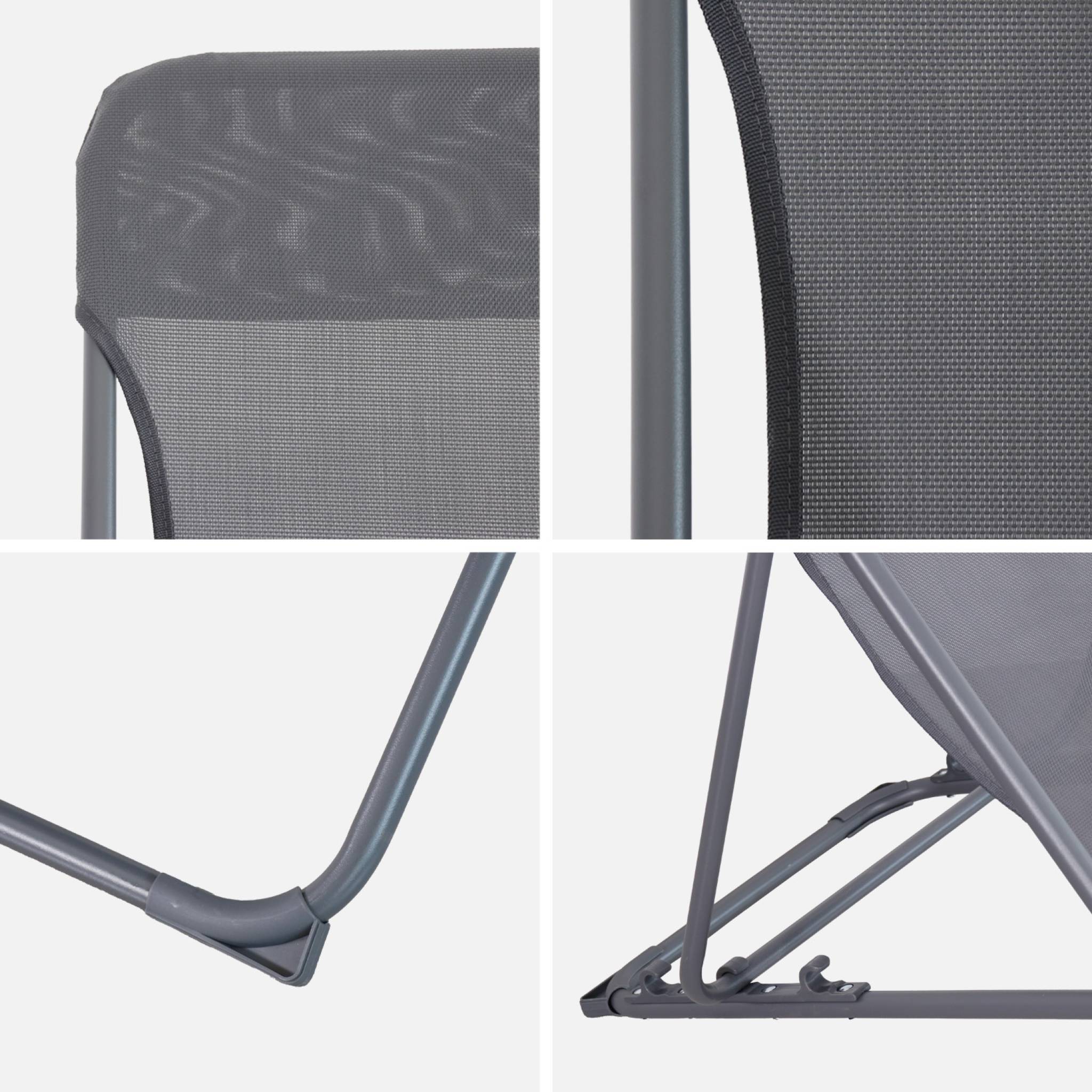 Set di 4 sedie a sdraio da giardino pieghevoli, antracite