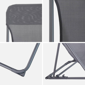 Set di 4 sedie a sdraio da giardino pieghevoli, antracite