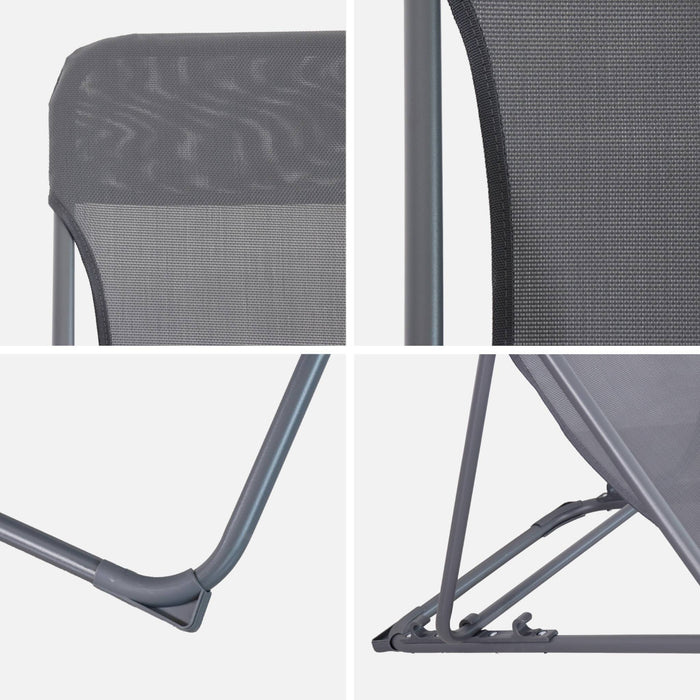 Set di 4 sedie a sdraio da giardino pieghevoli, antracite