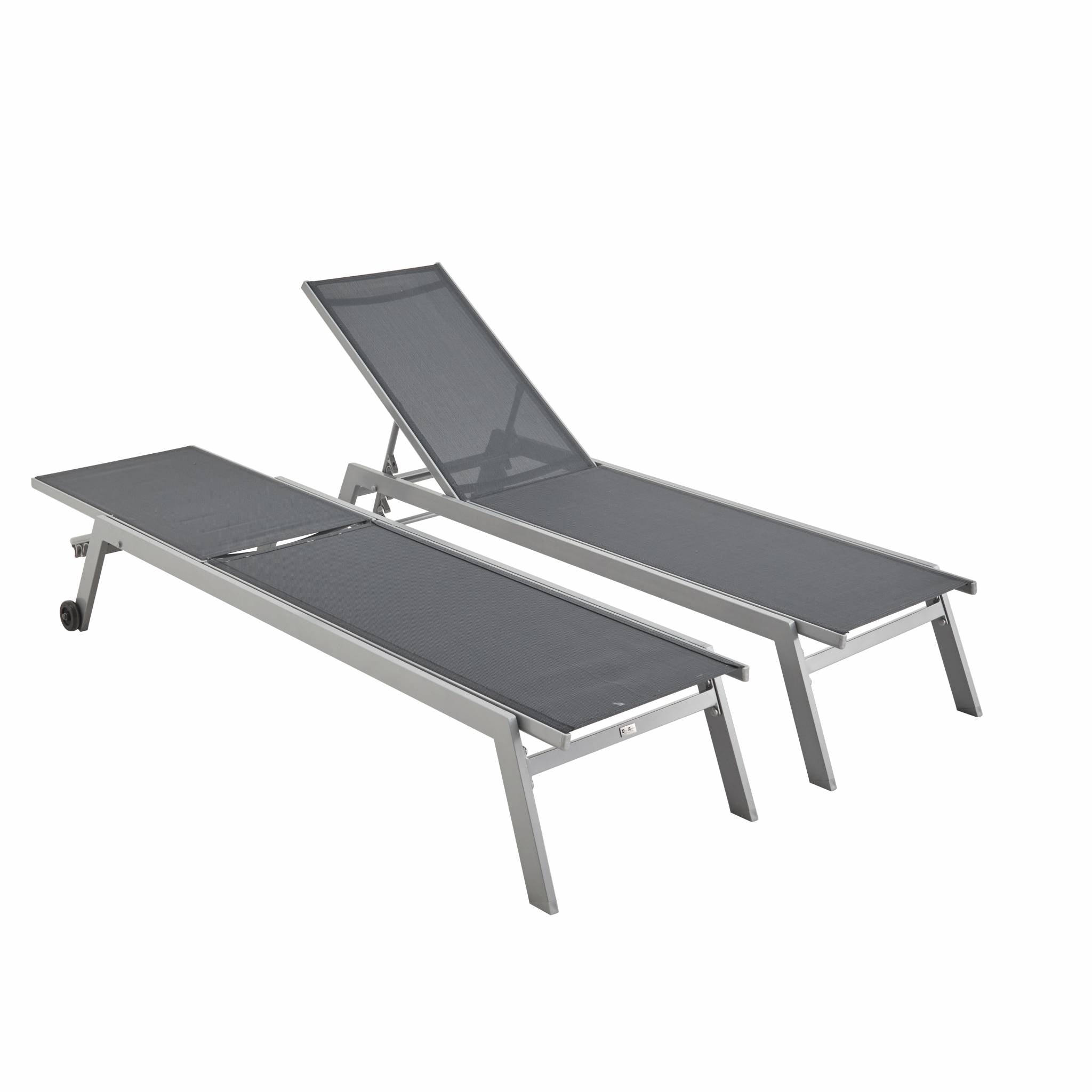 Set di 2 lettini prendisole in alluminio e textilene multiposizione,