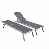 Set di 2 lettini prendisole in alluminio e textilene multiposizione,