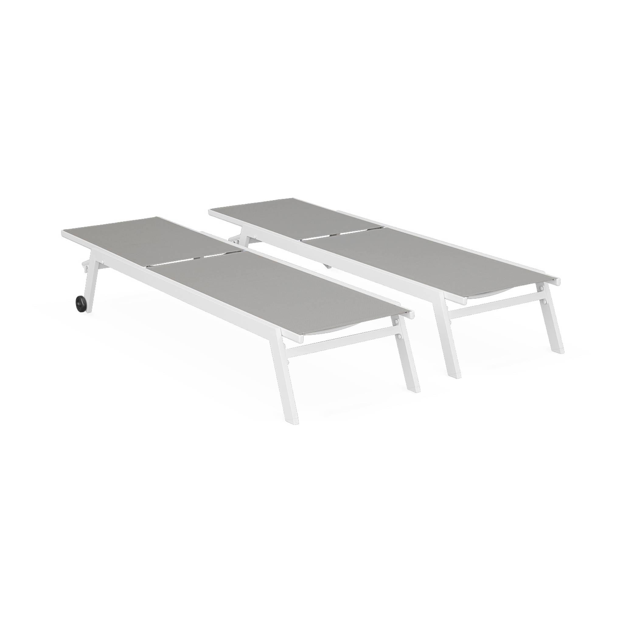 Set di 2 lettini prendisole in alluminio e textilene multiposizione,