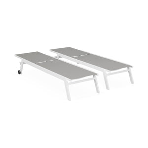 Set di 2 lettini prendisole in alluminio e textilene multiposizione,