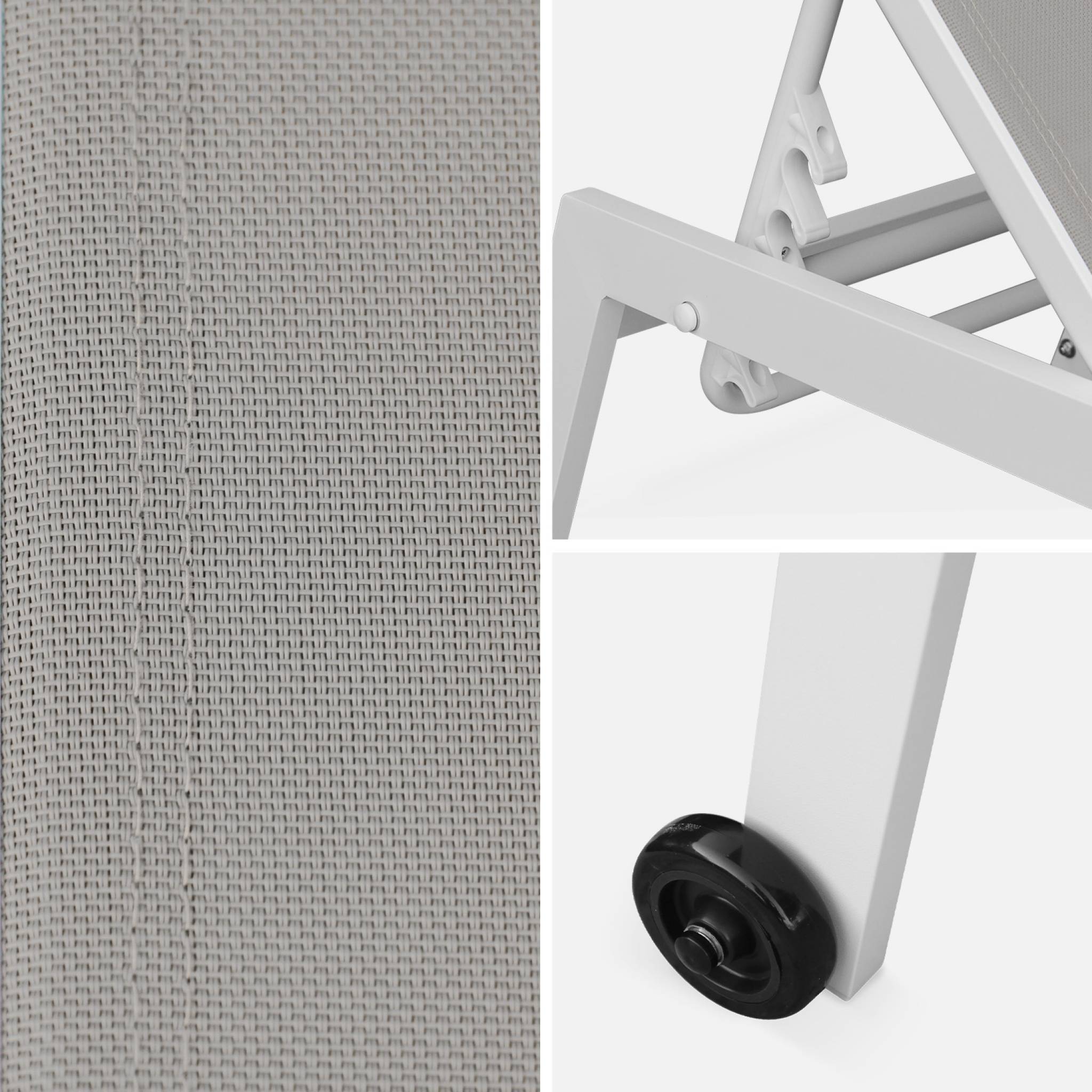 Set di 2 lettini prendisole in alluminio e textilene multiposizione,