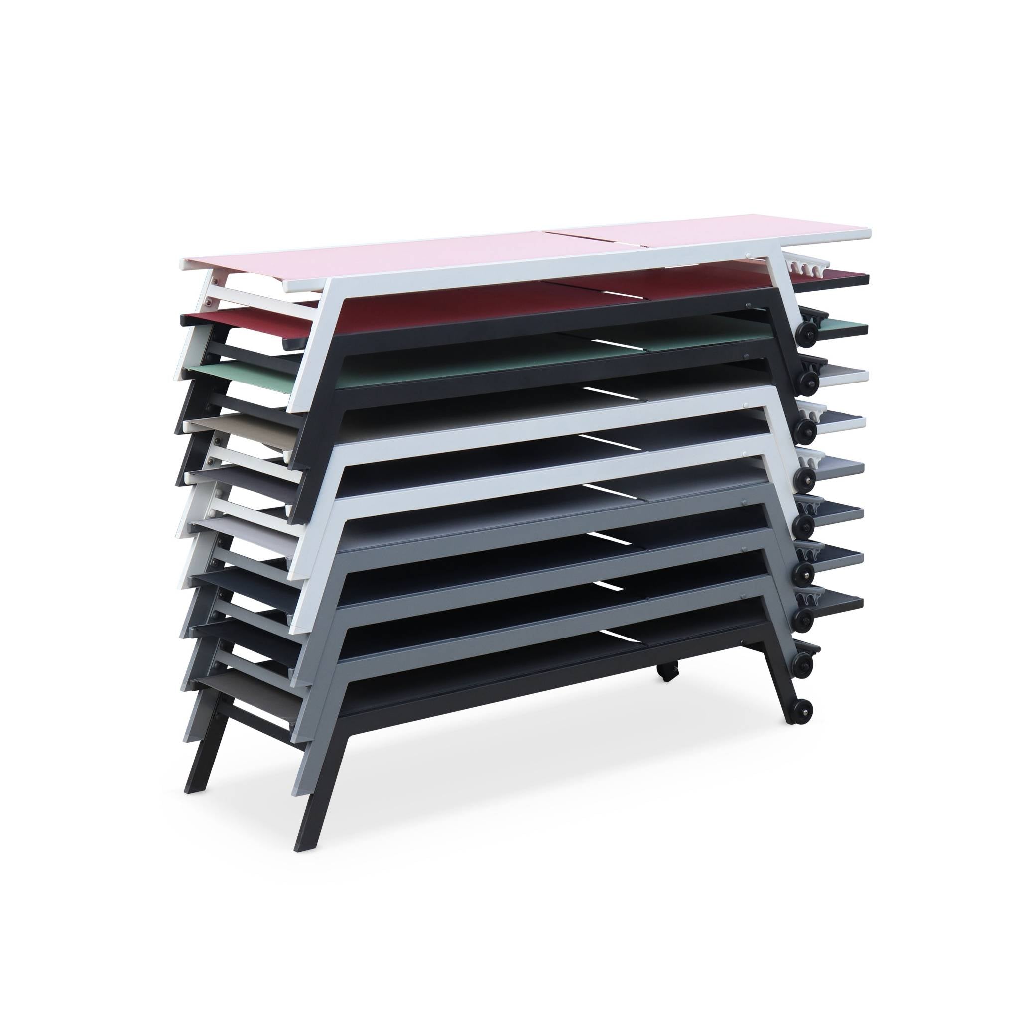 Set di 2 lettini prendisole in alluminio e textilene multiposizione,