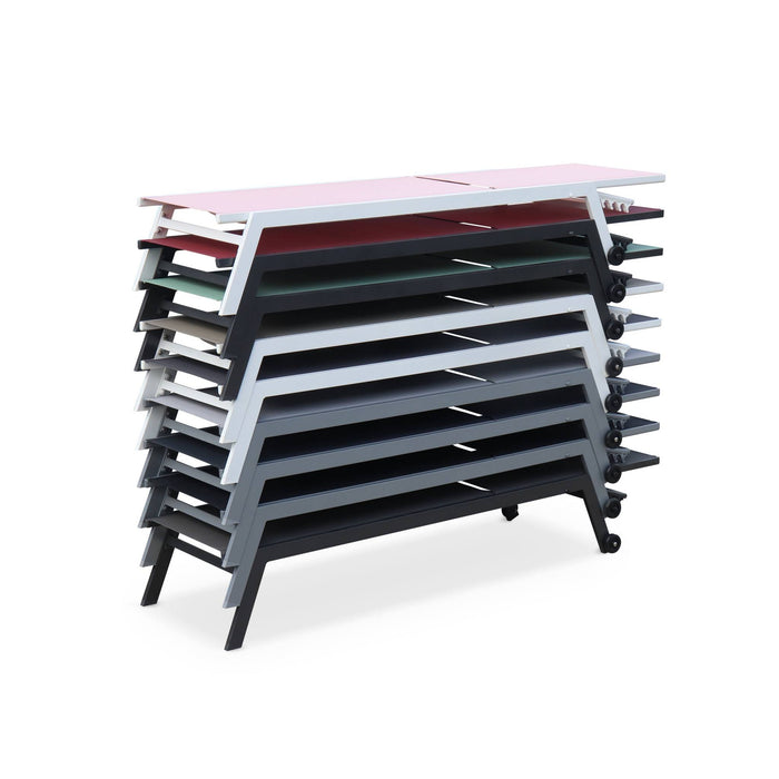 Set di 2 lettini prendisole in alluminio e textilene multiposizione,