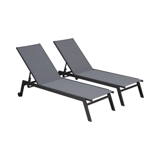 Set di 2 lettini prendisole in alluminio e textilene multiposizione,