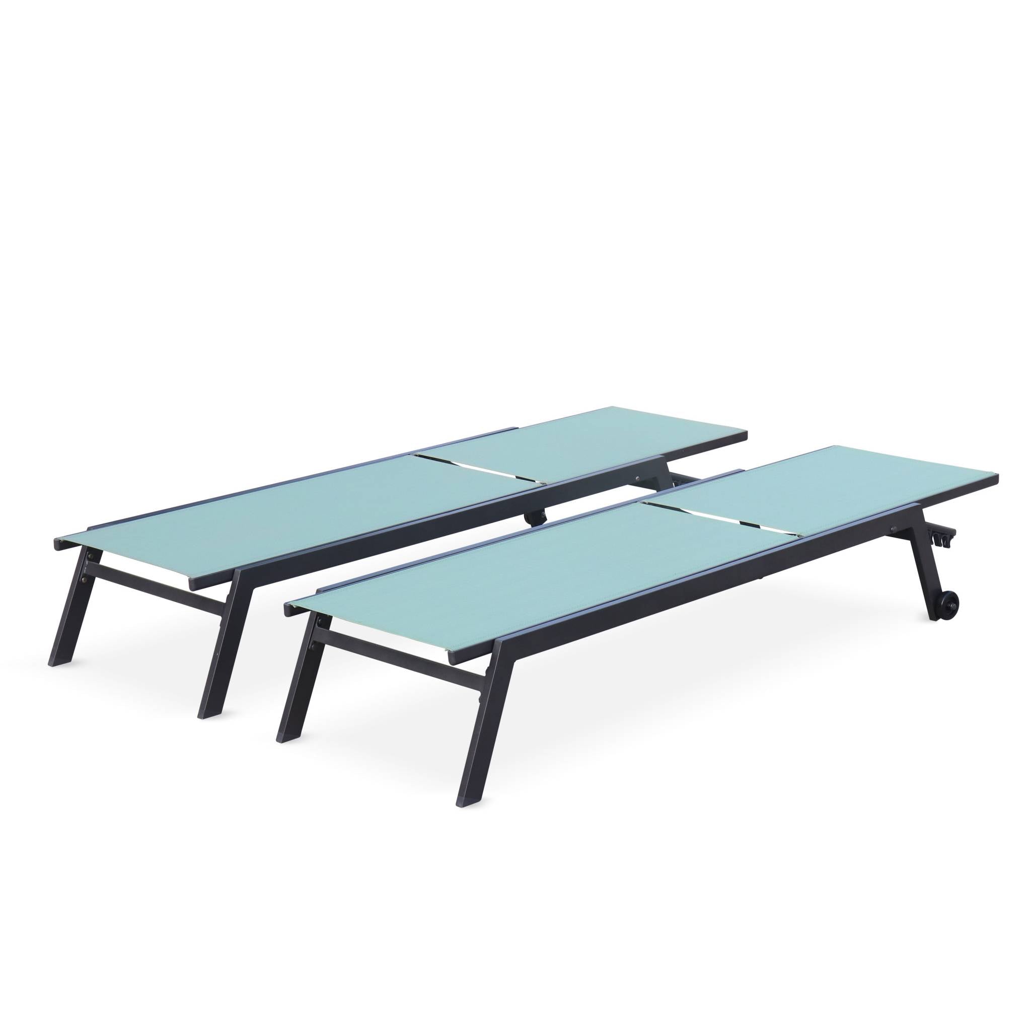 Set di 2 lettini prendisole in alluminio e textilene multiposizione,