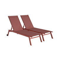 Set di 2 lettini prendisole in alluminio e textilene multiposizione,