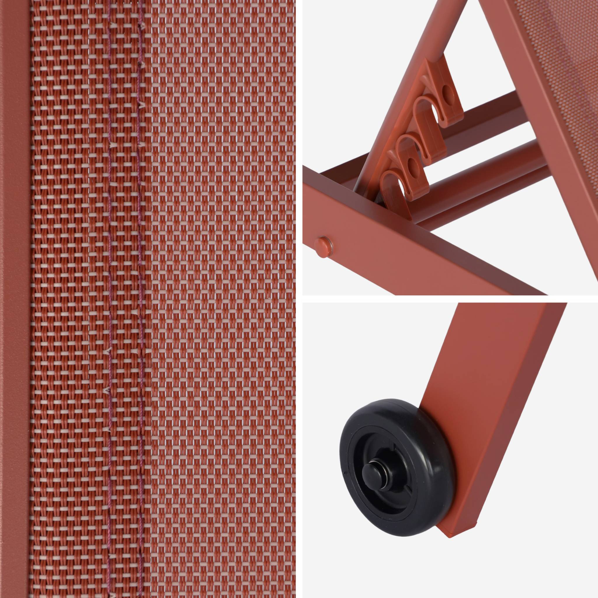 Set di 2 lettini prendisole in alluminio e textilene multiposizione,