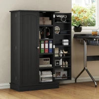 Armadio Dispensa Cucina con 2 Ante e 16 Ripiani Regolabili 60x30x104cm Nero