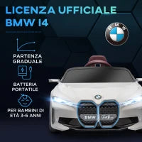Macchina Elettrica per Bambini 3-6 Anni con Licenza BMW con Telecomando, Clacson e Fari, 115x67x45 cm, Bianca