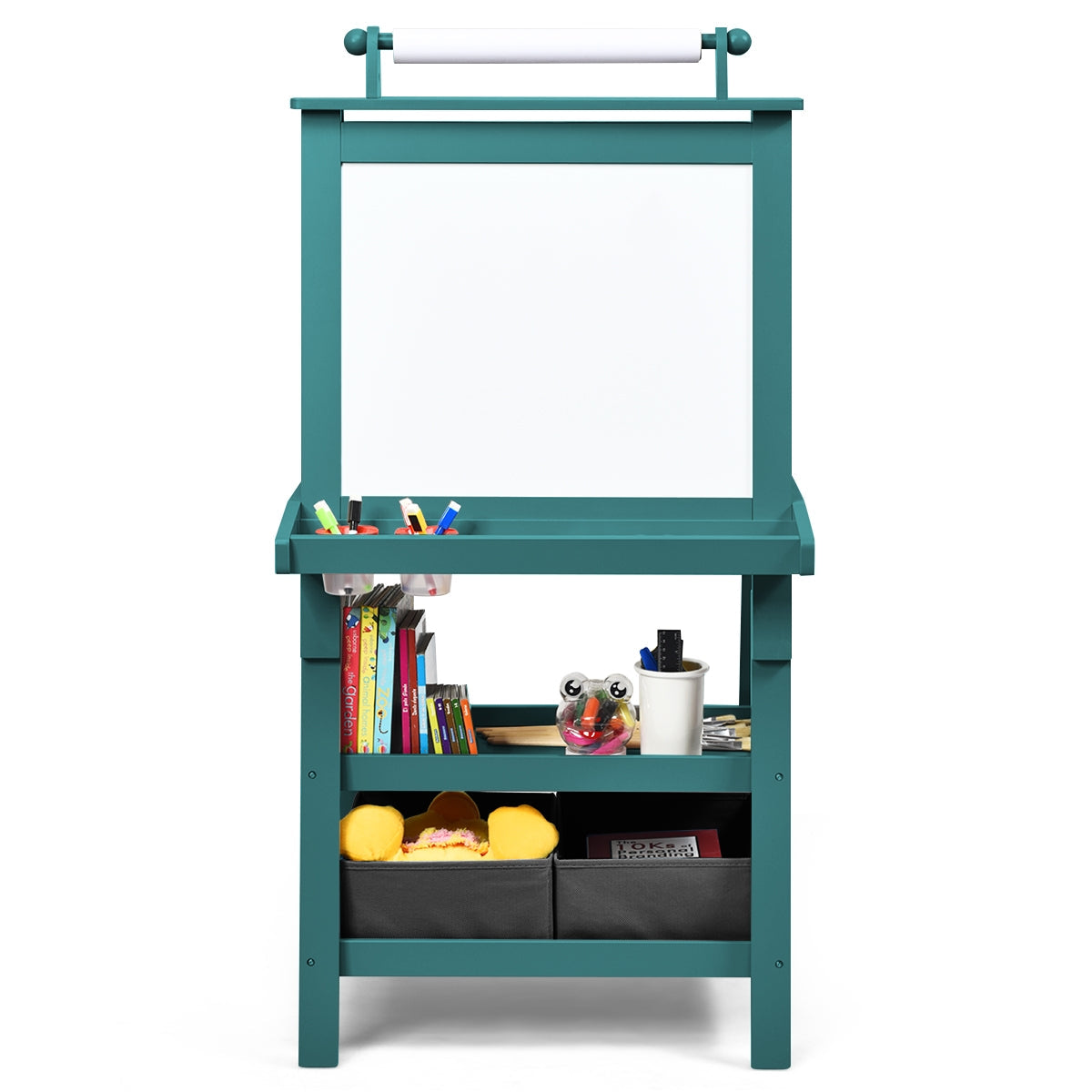 Cavalletto per bambini 3 in 1 bifacciale 59 x 50 x 117 cm pratico con ripiani moderni MDF blu 20_0011433