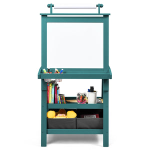 Cavalletto per bambini 3 in 1 bifacciale 59 x 50 x 117 cm pratico con ripiani moderni MDF blu 20_0011433