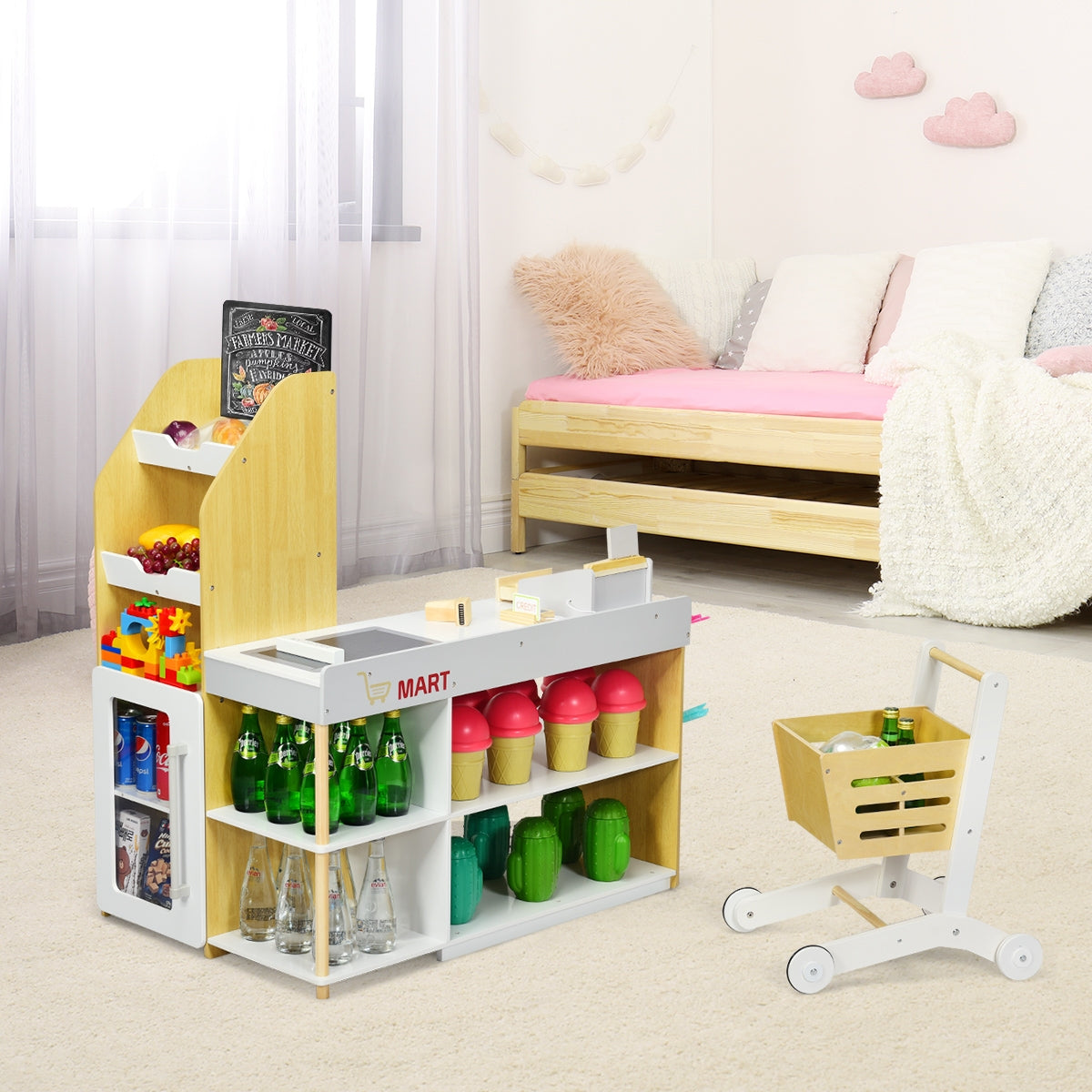 Supermercato giocattolo con carrello della spesa, Giocattolo con registratore di cassa-Cucine giocattoli