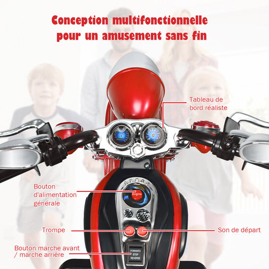 Moto elettrica chopper per bambini 91 x 48 x 64 cm movimento avanti/indietro stabile e confortevole PP rosso 20_0020865
